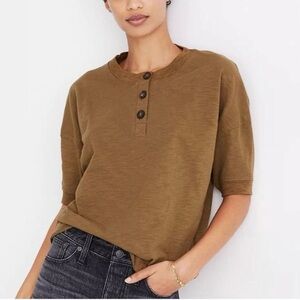 Madewell Raw-Edge Henley Tee Women's Size XS